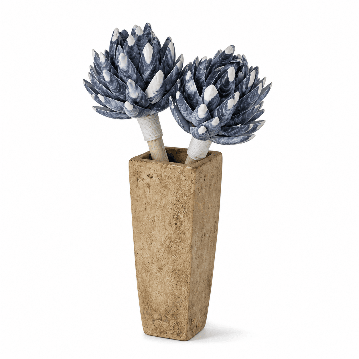 Blue Shell Bloom Vase Arrangement